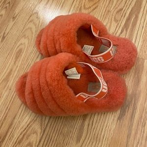 UGG Brand kids/teens Fluff Yeah Slide Soft Slippers Shoes Coral.